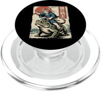 Divertido Gato Montando Rana Japonesa Ukiyo-e Art Toad Samurai Cat PopSockets PopGrip para MagSafe