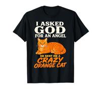 Divertido Gato Naranja Ángel Broma Crazy Kitty Humor Camiseta