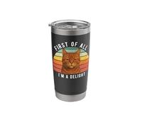 Divertido gato naranja humor sarcástico Primero que nada delicia Vaso térmico de acero inoxidable de doble pared