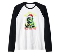 Divertido Gato navideño Ho Ho No, no Hay Humor navideño, no Hay Navidad Camiseta Manga Raglan