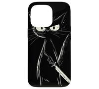 Divertido gato negro asesino gato con cuchillo gatos ventiladores Carcasa para iPhone 13 Pro
