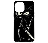 Divertido gato negro asesino gato con cuchillo gatos ventiladores Carcasa para iPhone 13 Pro Max
