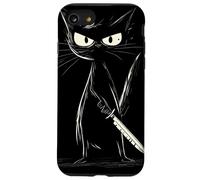 Divertido gato negro asesino gato con cuchillo gatos ventiladores Carcasa para iPhone SE (2020) / 7 / 8