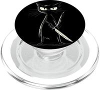 Divertido gato negro asesino gato con cuchillo gatos ventiladores PopSockets PopGrip para MagSafe