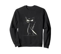 Divertido gato negro asesino gato con cuchillo gatos ventiladores Sudadera