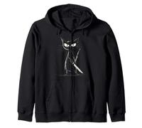 Divertido gato negro asesino gato con cuchillo gatos ventiladores Sudadera con Capucha