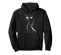 Divertido gato negro asesino gato con cuchillo gatos ventiladores Sudadera con Capucha
