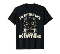Divertido Gato Negro Malo en Todo lo irónico Camiseta gráfica económica, Hombre, Negro, M