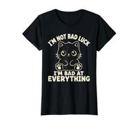 Divertido Gato Negro Malo en Todo lo irónico Camiseta gráfica económica, Mujer, Negro, M