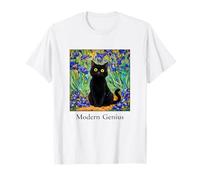 Divertido Gato Negro Moderno Genio Van Gogh Inspirado en el Arte Camiseta
