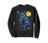 Divertido Gato Negro, Noche Estrellada, Van Gogh, Arte Lunar, mamá, papá, maullido Sudadera