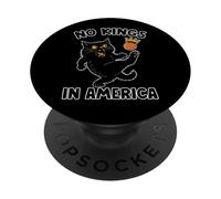 Divertido Gato Negro Pateando Corona No Reyes America PopSockets PopGrip Adhesivo