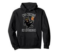 Divertido Gato Negro Pateando Corona No Reyes America Sudadera con Capucha