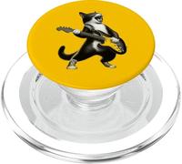 Divertido Gato Negro Rock and Roll Tocando la Guitarra para Hombres y Mujeres PopSockets PopGrip para MagSafe