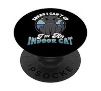 Divertido Gato Negro Sorry Cant Go Im Indoor Cat Introvert PopSockets PopGrip Adhesivo