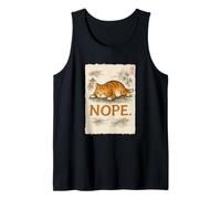 Divertido Gato Nope Lazy Orange Kitten Lady Lovers Sumi-e Kawaii Camiseta sin Mangas