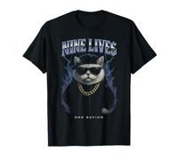 Divertido Gato Nueve Vidas sobrecargado gráfico Gatito Amante Camiseta