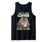 Divertido Gato Pallas T Bebedor de café tardío T Gato Camiseta sin Mangas