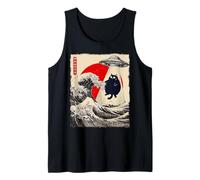 Divertido Gato rapto de ovnis Great Wave Kanagawa Anime Fat Cat Camiseta sin Mangas