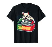 Divertido gato robando sardinas, bandera de Portugal colores Camiseta