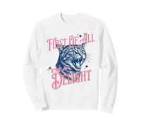 Divertido Gato sarcástico Primero de Todo, Soy una Delicia Vibra Vintage Sudadera