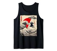Divertido Gato, secuestro de ovnis, Great Wave, Kanagawa Anime Cat Camiseta sin Mangas