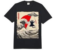 Divertido Gato, secuestro de ovnis, Great Wave, Kanagawa Anime Cat Comfort Colors Adult Heavyweight T-Shirt