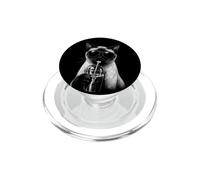 Divertido Gato siamés Bebiendo café Helado PopSockets PopGrip para MagSafe