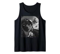 Divertido Gato siamés Selfie Fighter Jet Pilot Airplane Graphic Camiseta sin Mangas