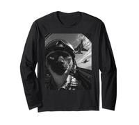 Divertido Gato siamés Selfie Fighter Jet Pilot Airplane Graphic Manga Larga