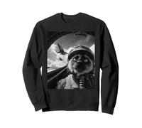 Divertido Gato siamés Selfie Fighter Jet Pilot Airplane Graphic Sudadera