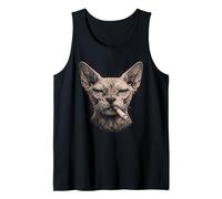 Divertido Gato Sphynx fumando Cigarrillo sin Actitud de Paciencia Camiseta sin Mangas