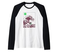 Divertido Gato Surfing Choshi Chiba Japón Wave Art Camiseta Manga Raglan
