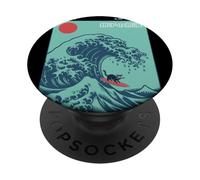 Divertido Gato Surfing Choshi Chiba Japón Wave Art PopSockets PopGrip Adhesivo