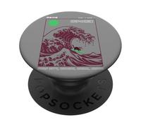 Divertido Gato Surfing Choshi Chiba Japón Wave Art PopSockets PopGrip Adhesivo