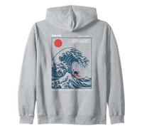 Divertido Gato Surfing Choshi Chiba Japón Wave Art Sudadera con Capucha