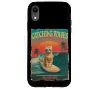 Divertido gato surfista retro de los 80 Catching Waves Not Feelings Carcasa para iPhone XR