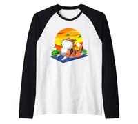 Divertido Gato Yoga Pose Naranja Gatos Meditación Meditando Camiseta Manga Raglan