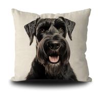 Divertido gigante schnauzer funda de almohada para perro cachorro arte almohada decorativa para sofá sofá cama amante de los perros regalo lino blanco 45 x 45 cm doble cara estilo 3