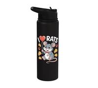 Divertido globo de queso para mascotas I Love Rats Stainless Steel Insulated Water Bottle