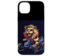 Divertido Go Kart Lion listo para un paseo rápido Carcasa para iPhone 14 Plus