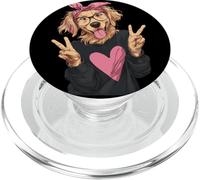 Divertido Golden Retriever Canine Girl Double Peace Graphic PopSockets PopGrip para MagSafe