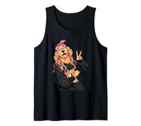 Divertido Golden Retriever Dog Girl Peace Sign Pose Graphic Camiseta sin Mangas
