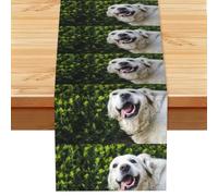 Divertido Golden Retriever Impreso,Camino de Mesa de Lino sintético para el hogar, Fiestas, comedores, 33 x 183 cm