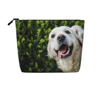 Divertido Golden Retriever Impreso,Neceser de Maquillaje de imitación Lino, Neceser de Viaje portátil
