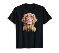 Divertido Golden Retriever Soplando con Gafas Lindo Perro Camiseta
