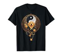 Divertido Golden Retriever Tai Chi Yin Yang Flor de la Vida Camiseta