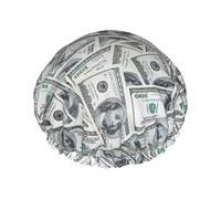 Divertido gorro de ducha con estampado de dinero para mujer, ligero, reutilizable, suave, impermeable, a prueba de fugas.