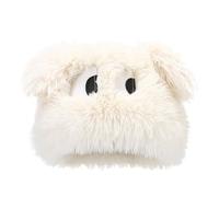 Divertido gorro de punto cálido con diseño de dibujos animados para mujer, con ojos grandes y orejas largas, cómodo y bonito gorro con orejeras para mayor calidez, beige, Talla única