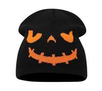 Divertido Gorro de Punto Jacquard con Calavera de Calabaza de Halloween, Gorro de Lana cálido for Festival, for otoño e Invierno(Cstyleblack Orange)